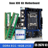 Kllisre X99 Motherboard Combo Kit Set LGA 2011-3 Xeon E5 2670 V3 CPU DDR4 16GB (2PCS 8G) 2133Mhz ECC Memory