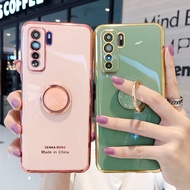 Huawei P20 P20Pro P20Lite P30 P30Pro P30Lite P40 P40Pro P50 P50Pro Case Electroplated Stand Ring Holder Camera Protection Soft TPU Phone Case Cover