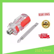 2 WAY SCREW DRIVER 80MM COMPACT TWO WAY SCREWDRIVER FLAT SLOTTED PHILIPS HEAD PEMUTAR SKRU PENDEK