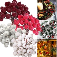 【Worth-Buy】 120pcs Mini Frosted Berry Artificial Decorative Vivid Red Holly Berry Holly Berries For Home Decoration Party Supplies