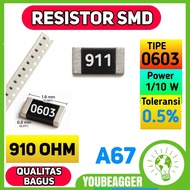 Resistor smd 910 ohm 911 type 0603 0.5% 1/ 10W
