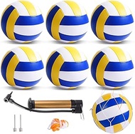 AWIZOM 6 Pack Official Size 5 Volleyballs PU Leather Soft Recreational Volleyballs Bulk Indoor Outdo
