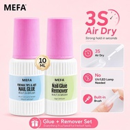 MEFA 3S Air Dry Gam Kuku Palsu Press-On 10ml + Kit Penanggal Tanpa Aseton Vitamin E Kuat Anti Retak 