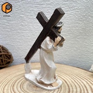 [prettyia] Sacred Jesus Cross Resin Figurine Religious Statue for Home Church Altar Christian Decora