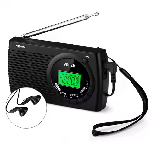 Yorek Portable AM/FM Shortwave Radio with Sleep Timer and Alarm Clock Function, Battery Operated Rad