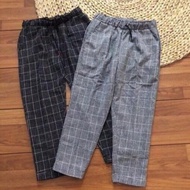 Quần baggy 9 tấc sọc karo quần baggy vải sọc karo 9 tấc nữ