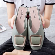 New Lazy Shoes with Square Buckle - PVC Plastic Flat Slippers for Women