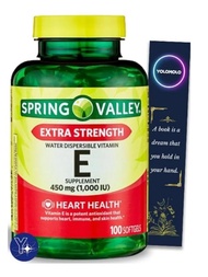 Extra Strength Water Dispersible Vitamin E Spring Valley Softgels, 450 mg (1,000 IU), 100 Count and 