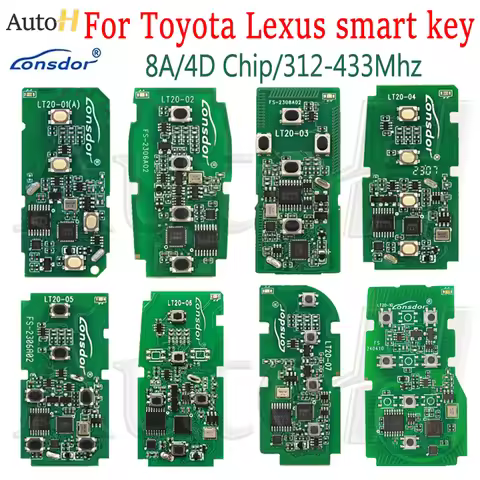 Lonsdor Car Universal Smart Key PCB LT20 for Lexus Subaru Toyota 8A 4D Chip A433 F433 5290 0020 0440
