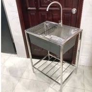 Sink, 1-compartment sink KT50X45CM & 60x45cm with 304 stainless steel legs retail in HCMC (FREE COLD
