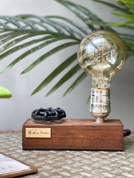 曙MUSE 長方原木手輪桌燈 LED燈 鎢絲燈泡 USB燈 擺飾