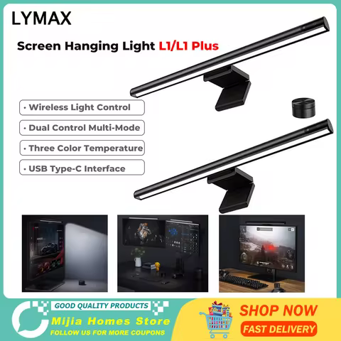 LYMAX LED Desk Lamp Screen Bar Display Hanging Light Eyes Protection PC Computer Monitor Light Bar D