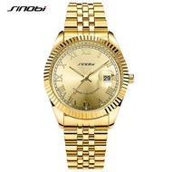 SINOBI Iced Out Watch For Men Luxury Golden Full Diamond Mens Quartz Wristwatches Casual Calender Clock Best Selling Product SYUE