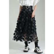 Y2 style ️ Three-Dimensional Polka Dot Design A-Line Skirt Y2style European American Dark Medium Lar