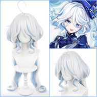 Genshin Impact Furina White Blue Long Hair Cosplay Wig