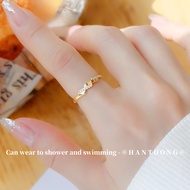 18K Gold Plated Stainless Steel Diamond Ring for Woman Accessories Women Jewellery Emas 916 Original