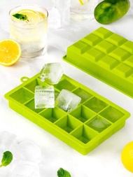 SHEIN Basic living 1入組矽膠冰塊模具冰箱用綠色多格製冰塊