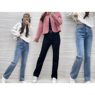 D159 Mini Flared Leg Trimming Jeans Good Elasticity Modification Flared Jeans High Waist Jeans