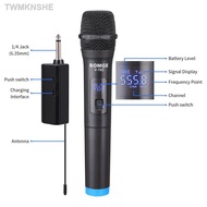 【New stock】✻✠BOMGE Wireless Microphone system 2 Handheld Microphone DVD PC Mic System + Receiver KTV TV Karaoke