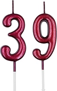 39th & 93rd Birthday Candles, Red Number 39 93 Candle for Cake, Happy Birthday Cake Topper Decoratio