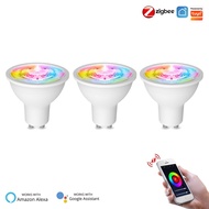 Tuya ZigBee GU10 หลอดไฟอัจฉริยะ LED RGB C+W 4.7W หรี่แสงได้ ควบคุมผ่านแอปพลิเคชัน ทํางานร่วมกับ Alex