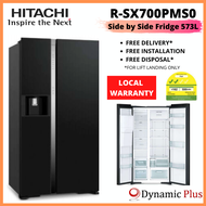 [BULKY] Hitachi R-SX700PMS0  Deluxe Side by Side Fridge 573L FREE 1.0L RICE COOKER RZ- PMA10Y