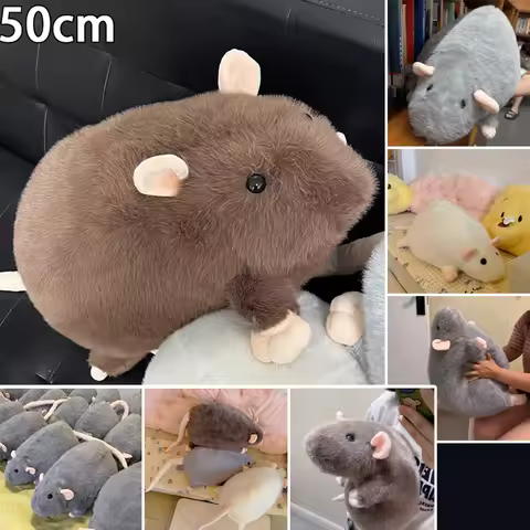 35/50cm Plush Simulation Fancy Rat Statue Brown Grey White Cartoon Home Office Garden Table Bed Deco