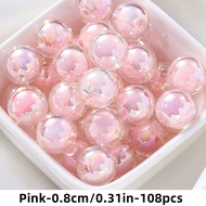 108/54pcs 8/10mm Pink Color Acrylic Beads Interval Beads. Loose Beads DIY Pearl in Pearl Hand Materi