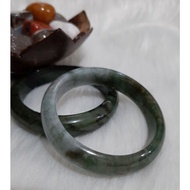 *KLF888* Natural Authentic Burmese Jadeite Jade Bangles Floating Blue Green Color Size 52mm