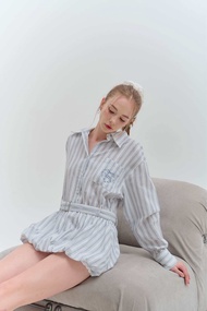 umore.made ♡˚⛅️ Zonny dress shirt เสื้อเชิ้ตลายทาง ทรงมินิเดรสบอลลูน แมชง่าย มีลูกเล่นน่ารัก ใส่สบาย