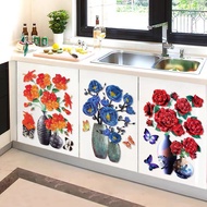 Sticker Dinding 3D Simulasi Bunga Tempelan Dinding Bunga 3D Ukuran 30X58 Cm