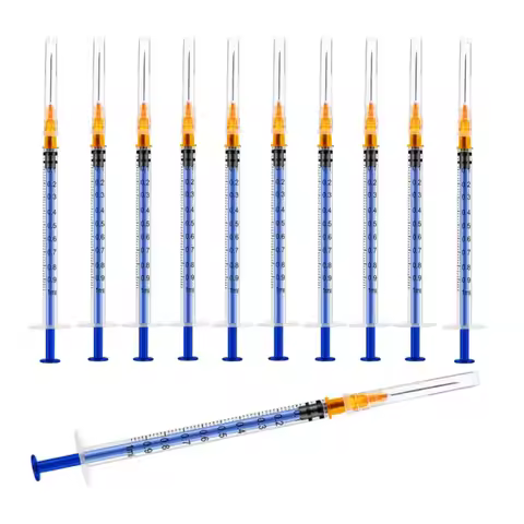 1Ml/Cc Disposable Lab Syringe with 1" Needle, 50/100Pcs Individually Sealed Package