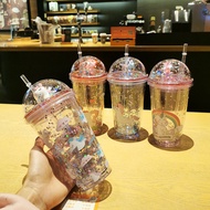 Starbucks Unicorn Tumbler Cup Starbuck Ice Cup Unicorn Double Layer Bottle Starbucks Tumbler with Straw