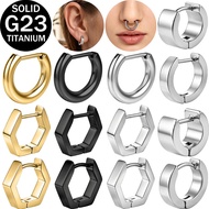 1 PC G23 Titanium Earring Ring Hexagon D-shaped Earring 18G Ear Piercing 6mm/8mm/10mm/12mm Nose Pier