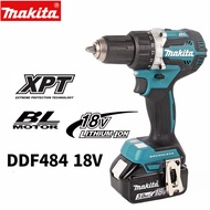 (ของแท้ 100%)Makita สว่านไร้สาย DDF484 ไขควงไร้สาย ไขควงไร้แปรงถ่าน มาพร้อมกับแบตเตอรี่ลิเธียม 18V ส