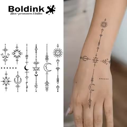 Starry Moon Reverie Temporary Tattoo,Lasts To 15 Days New Technology Magic Waterproof Semi Permanent