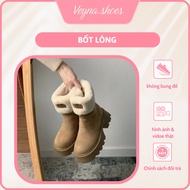 Women's Fur-Lined Boots Suede Boots Thick Sole Smooth Fur Collar Women's Winter Thermal Shoes