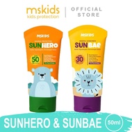 Ms Kids Mineral Sunscreen Sunhero SPF50 Sunbae SPF30 PA+++ Sunblock For Face & Body MsGlow Kids
