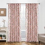 DriftAway Lauren Pink 100% Blackout Curtains for Bedroom Colorful Watercolor Branch Printed Pattern