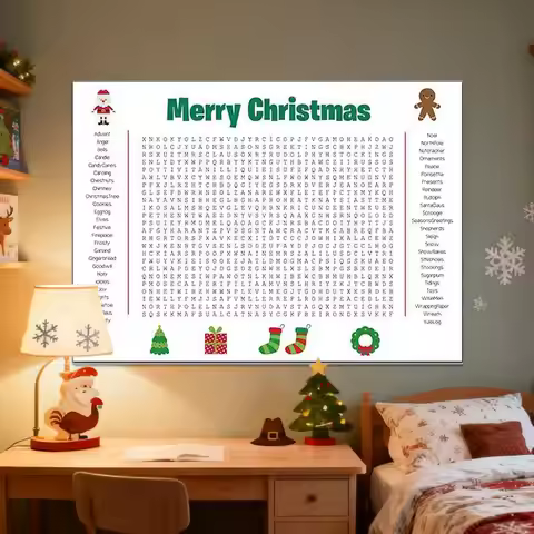 Christmas Activity Poster Fun Interactive Puzzle Challenge Decor Giant Word Search Poster Gift For T