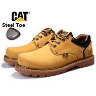 Caterpillar Men Steel Toe Safety Shoes Leather Low Top Nubuck Cowhide Work Shoes