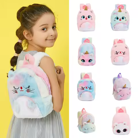 Unicorn Plush Big Eyed Backpack Kindergarten Children's Cartoon Backpack Little Girl Backpack Girl D