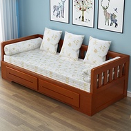 HY/JD Chengmeixuan Solid Wood Sofa Bed Dual-Use Folding Bed Multifunctional Sofa Bed Push-Pull Sofa Bed Double Sofa Bed