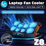 Z8 Gaming Laptop Cooling Pad Cooling Fan Notebook Cooler Low Noise Motor 8 Core Fan Laptop Radiator 