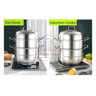 ❤️[Ready Stock] ❤️ 3 tingkat Pengukus Keluli Tahan Karat SUS304 /Periuk Kukus /Periuk Memasak