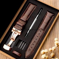For Tissot Seiko Calf Genuine Leather WatchBand Alligator Grain Butterfly Clasp Watch Strap 12/13/14