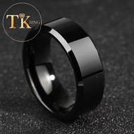 Smooth Double Bevel Glossy Ring Fashion Simple Stainless Steel Tiatnium Steel Ring Couple Men Women 