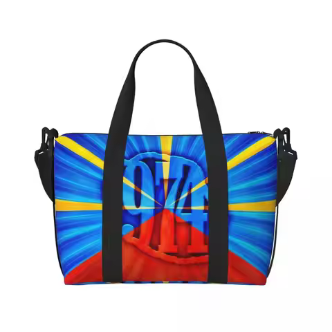 Custom 974 Maveli Reunion Island Flag Beach Tote Bag for Women Reunionese Proud Large Compartment Be