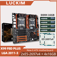 เมนบอร์ด X99 F8D Plus Huanzhi + Intel 2 * E5-2697v 4 CPU + DDR4 RECC 64GB(4*16GB) แรมคิทเมนบอร์ดหน่วยความจำ Xeon 2011-3 X99