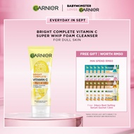 Garnier Bright Complete Vitamin C Whip Foam (100ml) - Gentle Brightening 50% Denser Foam, Cleanser